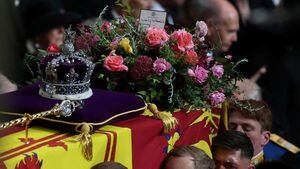 Britain's Queen Elizabeth's coffin is carried, on the day of the state funeral and burial of Britain's Queen Elizabeth, at Westminster Abbey in London, Britain, September 19, 2022.   REUTERS/Phil Noble/Pool