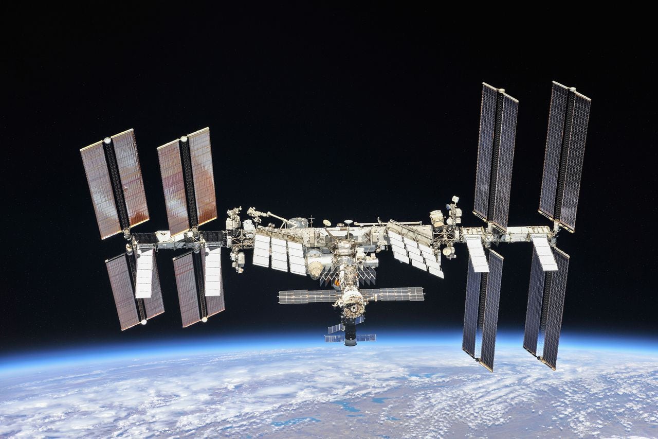 The fully constructed International Space Station orbits Earth roughly 250 miles up, continuously crewed to continue its vital mission to conduct microgravity research and experiments, ranging from human biology and physiology to astronomy and materials science, aboard humanity’s only orbital laboratory.