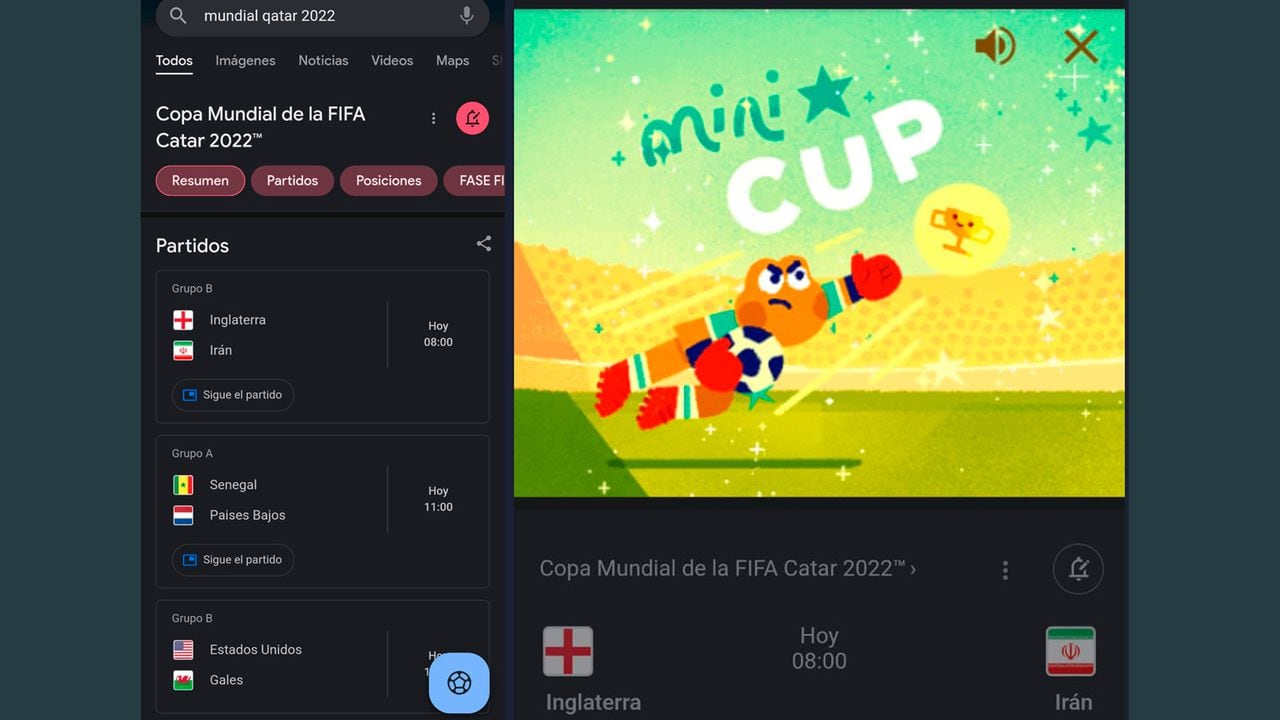 Google lanzó 'mini cup', un juego sobre el mundial de Qatar 2022.
