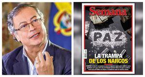 Presidente Gustavo Petro y portada de SEMANA