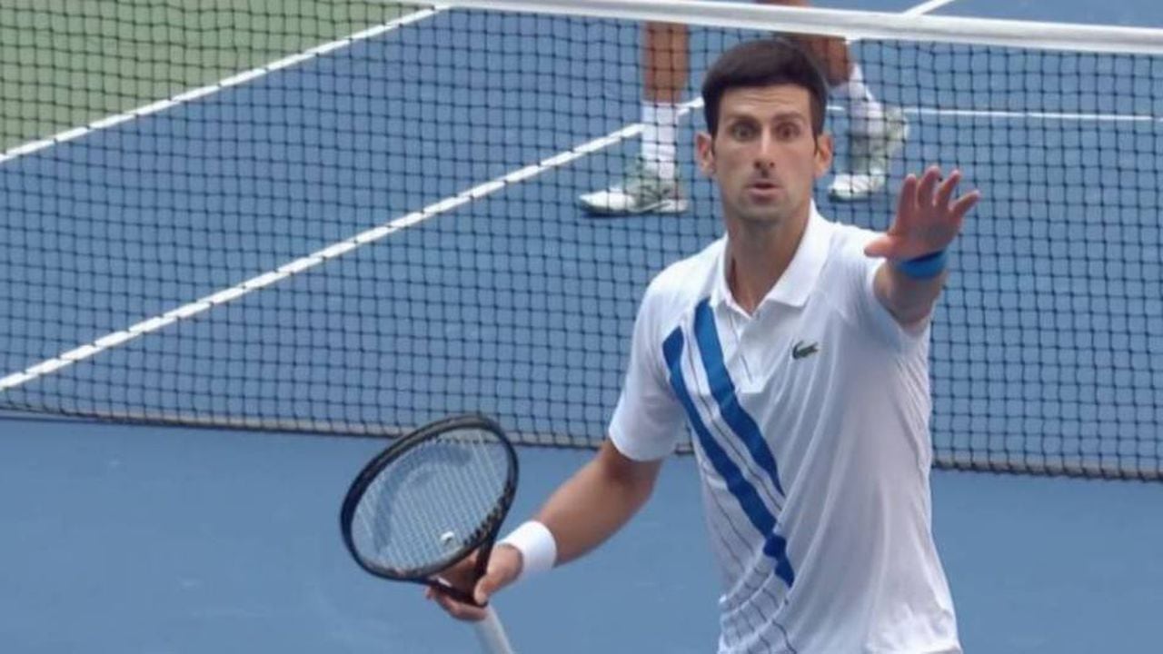 Novak Djokovic durante el partido contra Pablo Carreño en el US Open en el que fue descalificado.