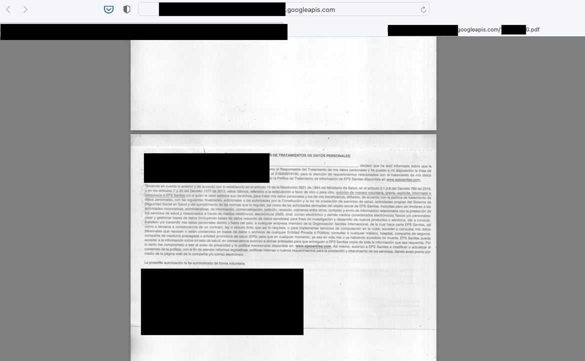 Imagen de uno de los documentos de afiliación, que estarían divulgados en internet.