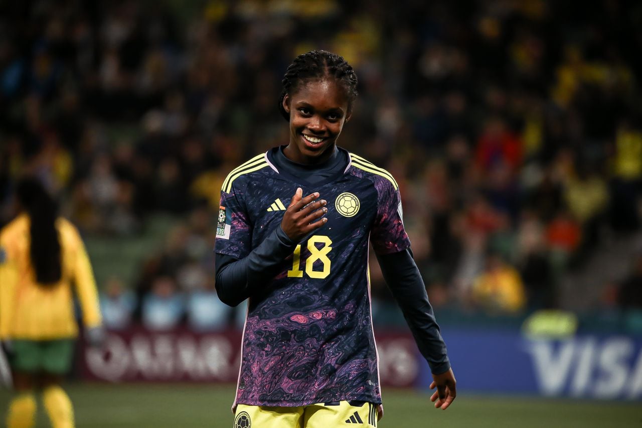 MELBOURNE, AUSTRALIA - AUGUST 8: Linda Caicedo of Colombia smiles during the FIFA Women's World Cup Australia & New Zealand 2023 Round of 16 match between Colombia and Jamaica at Melbourne Rectangular Stadium on August 8, 2023 in Melbourne, Australia. (Photo by Andrew Wiseman / DeFodi Images via Getty Images)