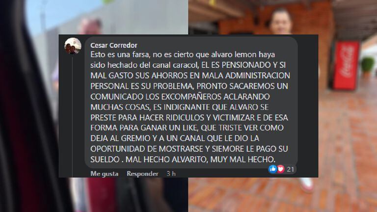 Mensaje que dejó César Corredor en Facebook
