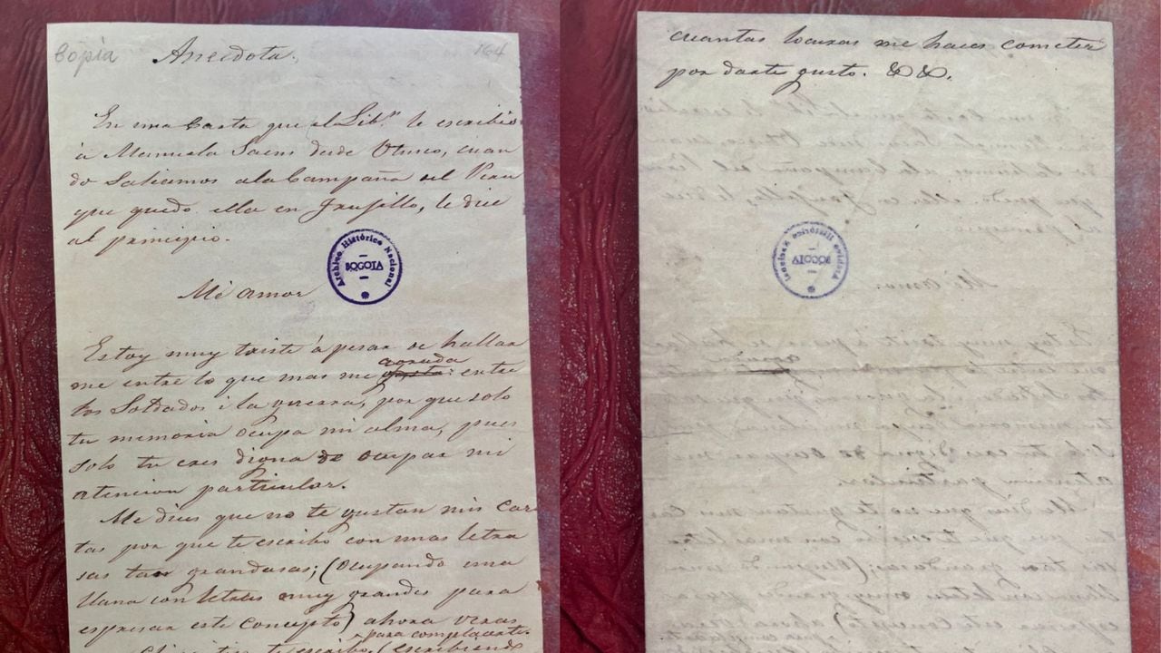 Cartas de Simón Bolívar y Manuelita Sáenz.