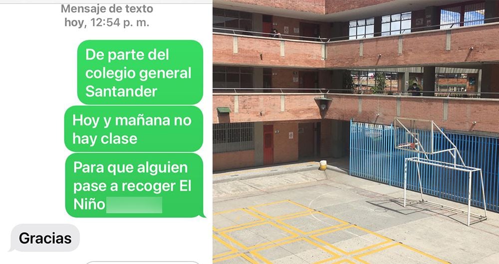 Este es el mensaje de texto enviado a los padres de los estudiantes del colegio General Santander, de la localidad de Engativá. 12 maestros resultaron contagiados con covid y la cifra puede aumentar.