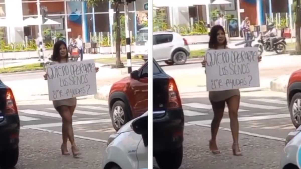 Joven barranquillera sorprende con cartel en los semáforos pidiendo dinero para operarse los senos