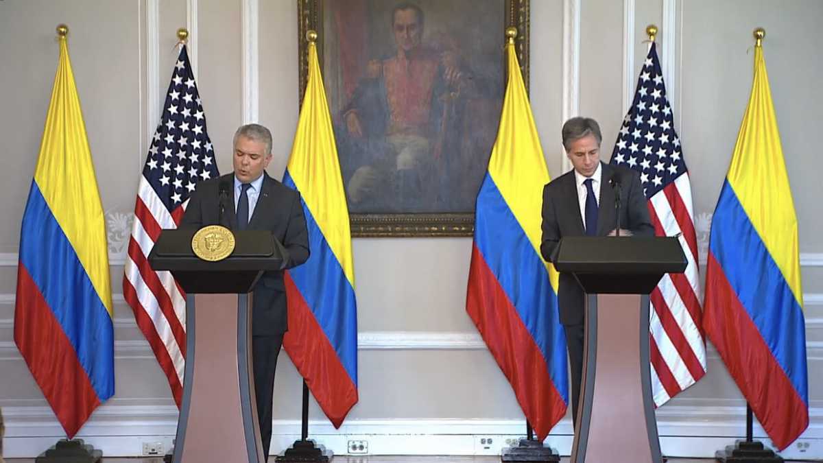 Presidente Iván Duque y Antony Blinken, secretario de Estado de EE. UU.