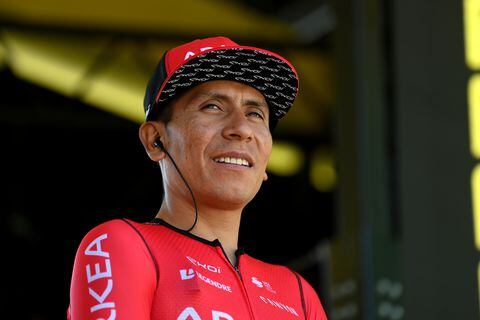 MEGEVE, FRANCE - JULY 12: Nairo Alexander Quintana Rojas of Colombia and Team Arkéa - Samsic during the team presentation prior to the 109th Tour de France 2022, Stage 10 a 148,1km stage from Morzine to Megève 1435m / #TDF2022 / #WorldTour / on July 12, 2022 in Megeve, France. (Photo by Alex Broadway/Getty Images)