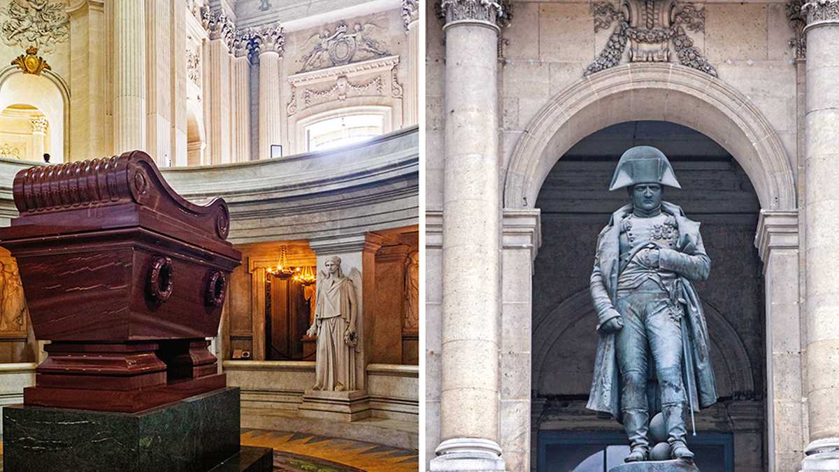 Tras dos décadas de su repatriación, los restos de Napoleón fueron depositados en el Hôtel National des Invalides. En París solo hay dos estatuas del emperador: una en donde se encuentra su tumba (foto) y otra, la columna Vendôme, en la plaza Vendôme.