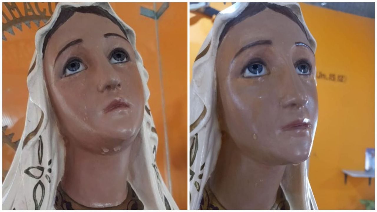 Feligreses aseguran que réplica de la Virgen María ha llorado 14 veces este año.