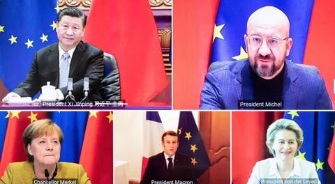 Los líderes que firmaron el acuerdo comercial entre China y la Unión Europea