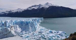 El glaciar Perito Moreno en Argentina tiene enormes extensiones debido a que las precipitaciones de nieve allí son mayores y la temperatura es menor, con lo cual la producción de hielo es tal que termina por escurrir montaña abajo. Foto: Sergio Reyes Díaz
