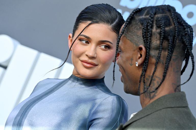 LAS VEGAS, NEVADA - MAY 15: Kylie Jenner and Travis Scott  attend the 2022 Billboard Music Awards at MGM Grand Garden Arena on May 15, 2022 in Las Vegas, Nevada. (Photo by Axelle/Bauer-Griffin/FilmMagic)
