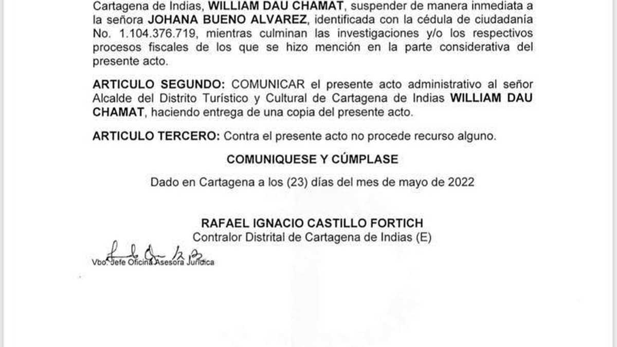 Johana Bueno, Directora del Dadis, estaría siendo investigada porque presuntamente puso en riesgo el erario de Cartagena.