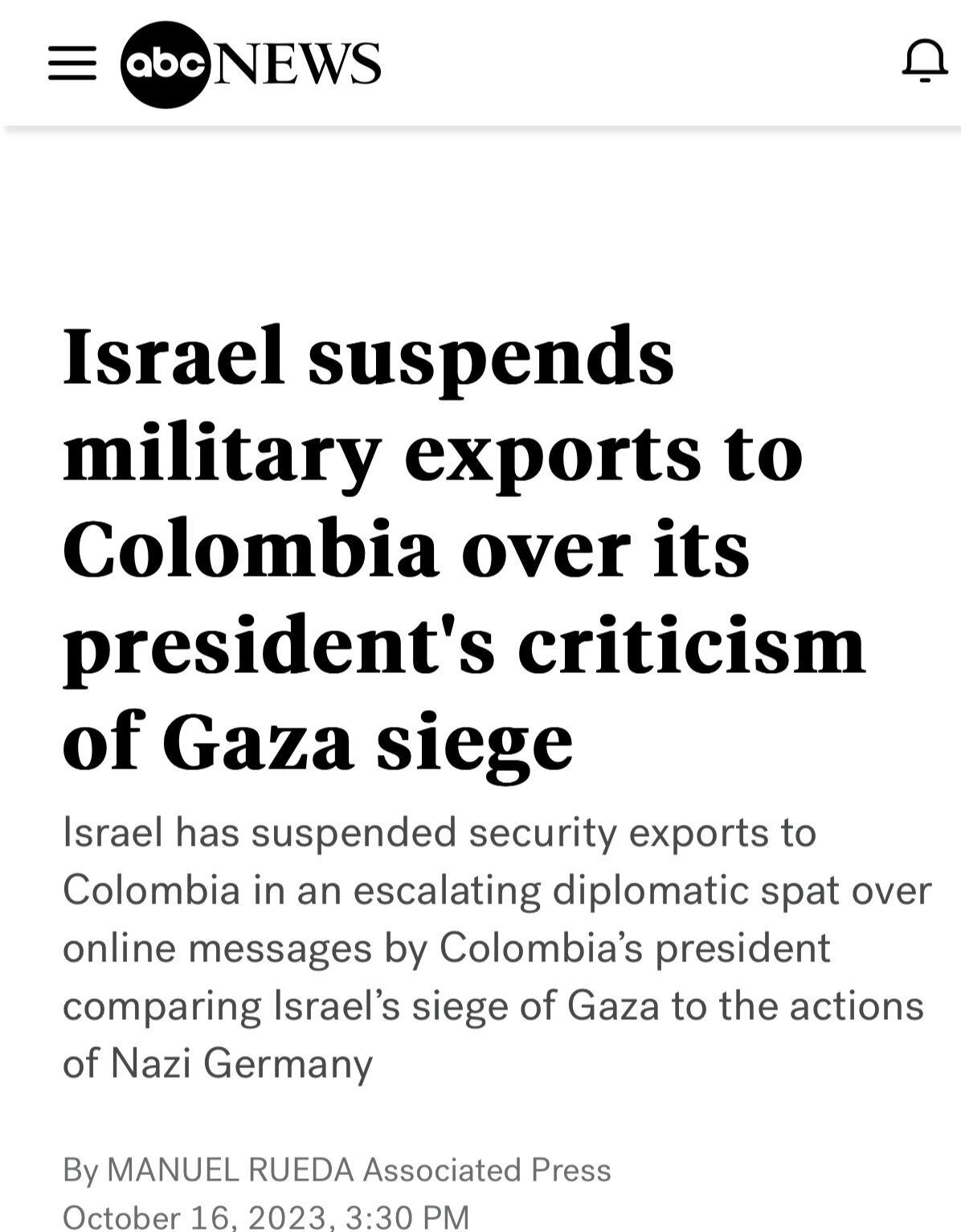 El diario estadounidense mencionó la suspensión del acuerdo de seguridad por parte de Israel