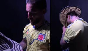 El colombiano se mostró orgulloso y lució un sombrero vueltiao en su presentación en el Mundial Qatar 2022.