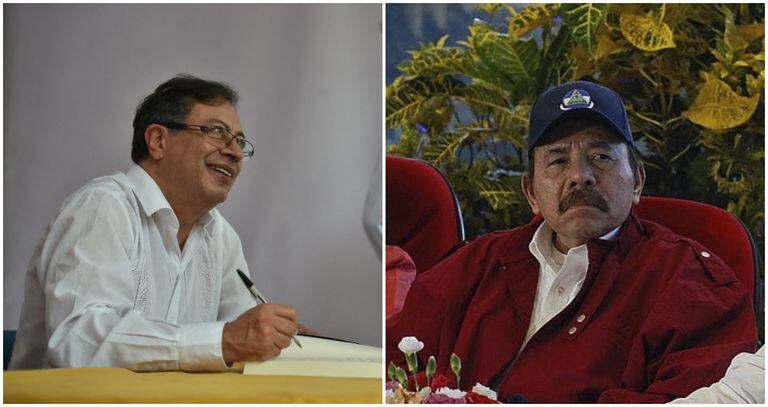 El senador colombiano Gustavo Petro y Daniel Ortega, presidente de Nicaragua
