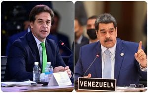 Luis Lacalle, presidente de Uruguay, y Nicolás Maduro, presidente de Venezuela.