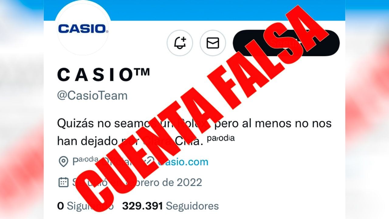 En Twitter han aparecido cuentas falsas de Casio que generan informaciones mentirosas sobre la marca.