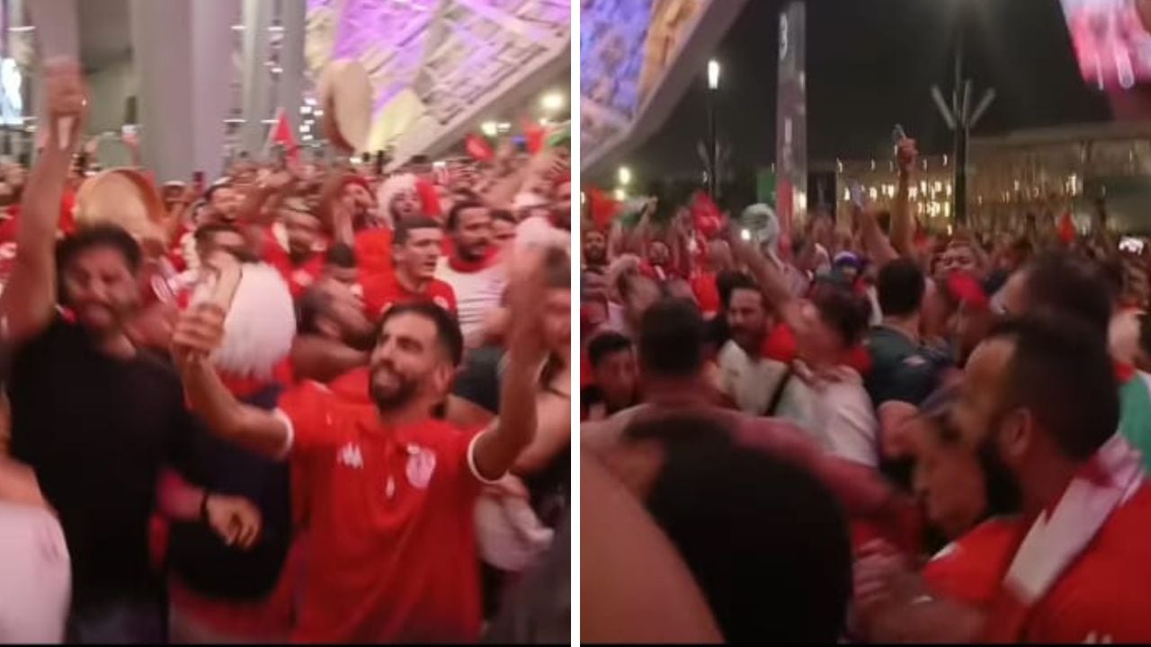 Hinchada de Túnez en el Mundial de Qatar 2022.