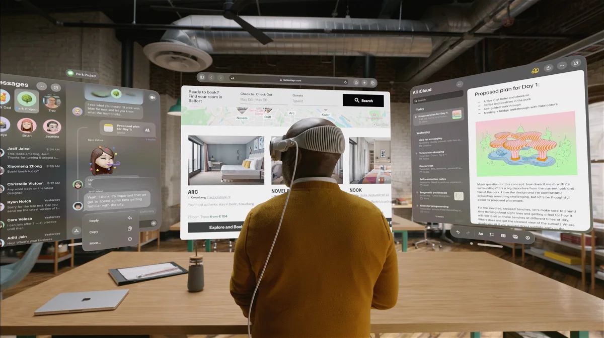 Las Apple Vision Pro permiten abrir varias apps de manera simultánea y ajustar su a la necesidad del usuario.