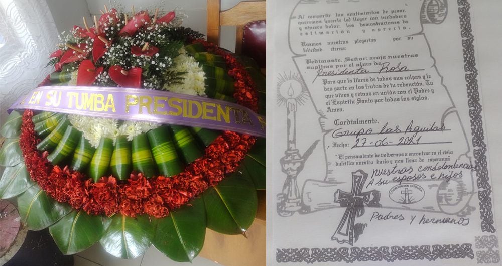 Una corona funeraria, acompañada de un sufragio, fue enviada al salón comunal del barrio Gustavo Restrepo, del sur de Bogotá.Allí se daban las condolencias por la supuesta "muerte" de la lideresa Rosa Talero, a modo de amenaza en su contra.