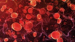 Glóbulos rojos en viajar una arteria