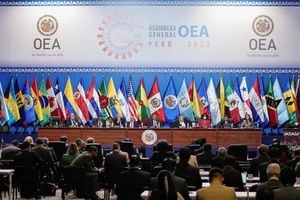 Las banderas y miembros de los países de la OEA. (REUTERS/Angela Ponce)