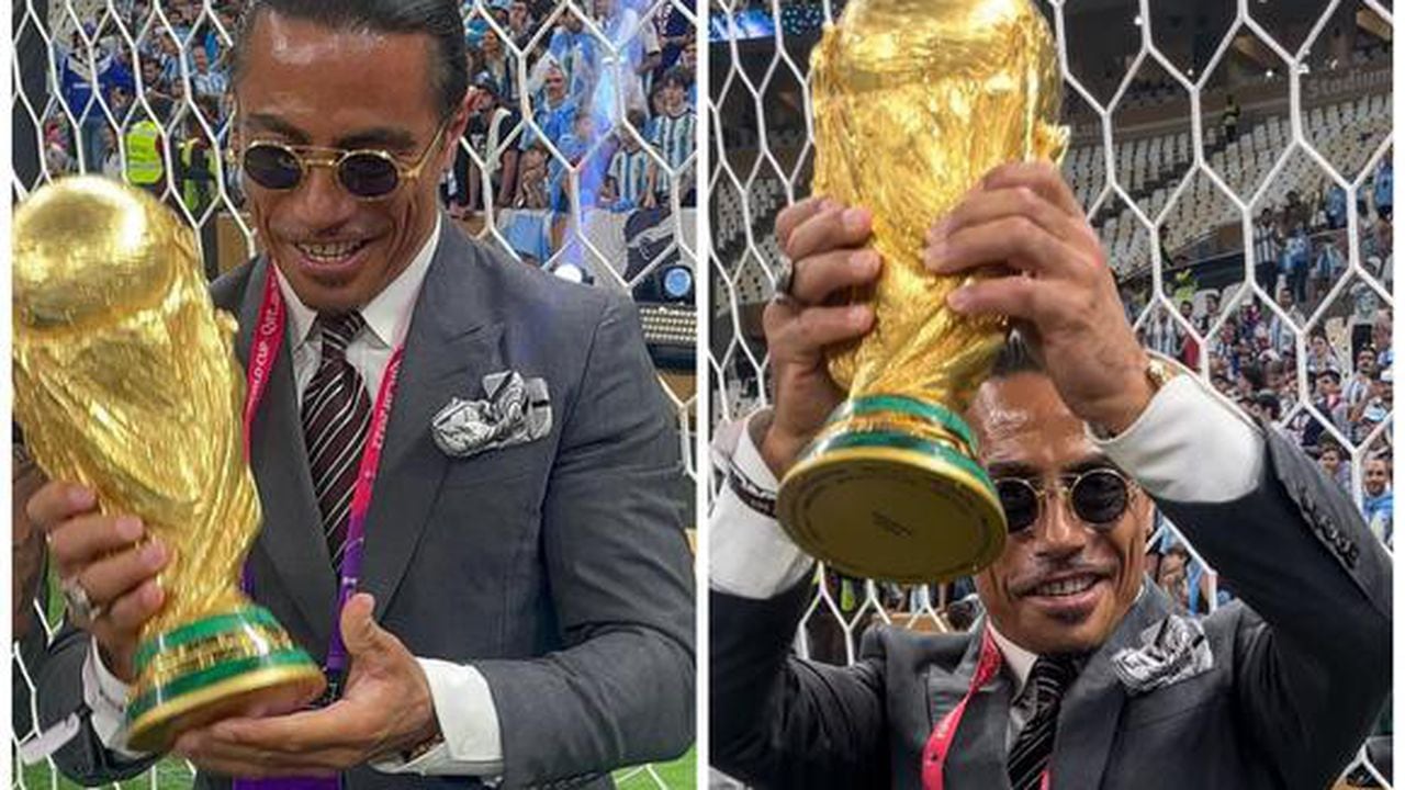 El chef e influencer se dio el gusto de levantar la Copa del Mundo en Qatar. Foto: Instagram @nusr_et