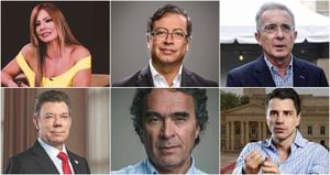Esperanza Gómez, Gustavo Petro, Álvaro Uribe, Juan Manuel Santos, Sergio Fajardo y Tomás Uribe
