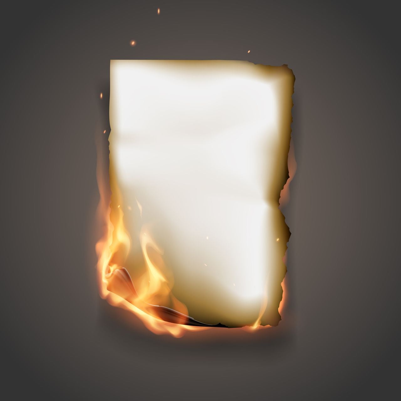 Realistic burning paper in vector
