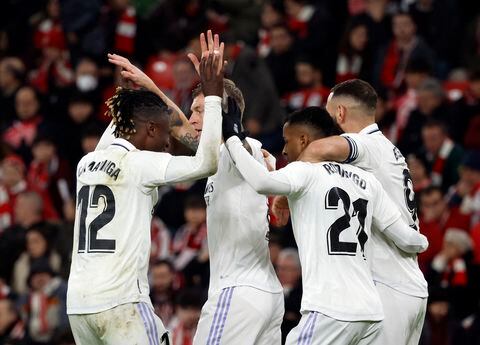 Real Madrid celebrando la victoria conseguida ante Athletic.