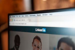 The LinkedIn professional networking site is seen in this photo illustration on July 9, 2018. (Photo by Jaap Arriens/NurPhoto via Getty Images)