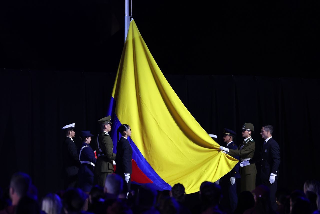 Bandera de Colombia en los Juegos Panamericanos de Santiago 2023.