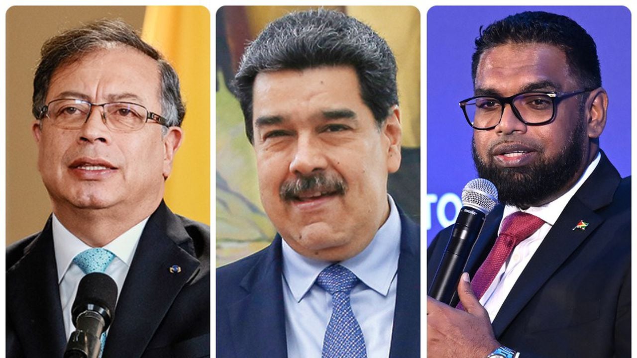 Los presidentes de Colombia, Gustavo Petro; de Venezuela, Nicolás Maduro; y de Guyana, Irfaan Ali.