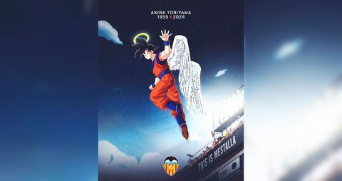 Imagen del Valencia en honor a Akira Toriyama, el creador del manga "Dragon Ball"