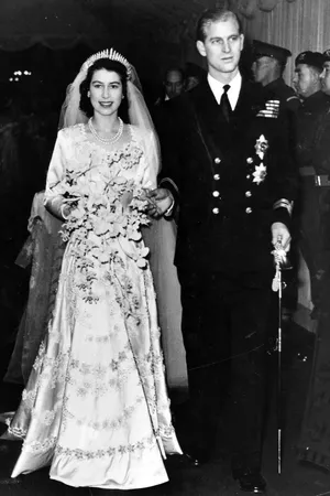 El Príncipe Felipe y la Reina Isabel el día de su matrimonio, 20 de noviembre de 1974