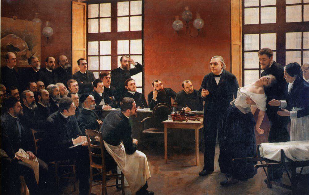 Une leçon clinique à la Salpêtrière (André Brouillet, 1887). Wikimedia Commons