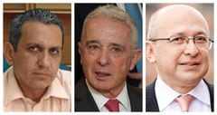 De izq. a der.: Gilberto Villarreal Pava, Álvaro Uribe y Eduardo Montealegre