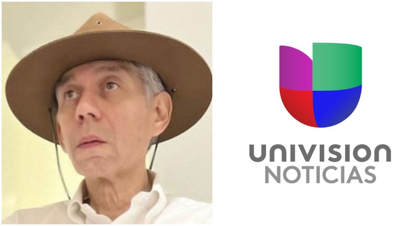 Daniel Coronell y el logo de Univisión, respectivamente
