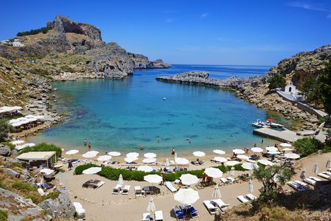 Grecia, el archipiélago del Dodecaneso, la isla de Rodas, Lindos, la playa de San Pablo