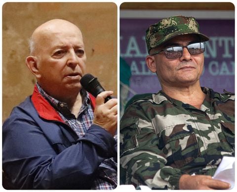 El alto Comisionado para la Paz, Otty Patiño, y el líder de las disidencias de las Farc, Iván Mordisco.