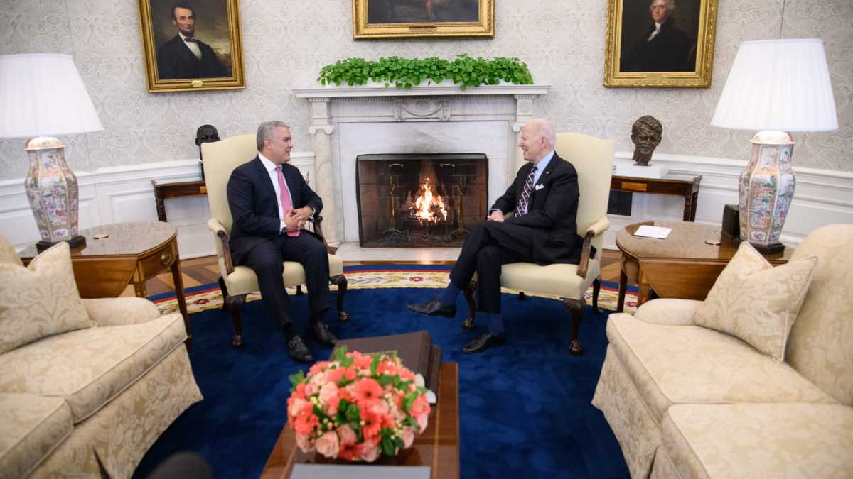 Iván Duque y Joe Biden en la Casa Blanca. 10/03/2022.