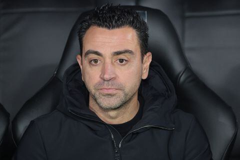 Barcelona's Spanish coach Xavi looks on during the Spanish Super Cup final football match between Real Madrid and Barcelona at the Al-Awwal Park Stadium in Riyadh, on January 14, 2024. (Photo by Giuseppe CACACE / AFP)