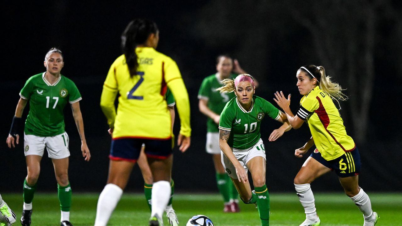 Brisbane , Australia - 14 July 2023; Denise O'Sullivan of Republic of Ireland during the women's friendly match between Republic of Ireland and Colombia at Meakin Park in Brisbane, Australia, ahead of the start of the FIFA Women's World Cup 2023. (Photo By Stephen McCarthy/Sportsfile via Getty Images)