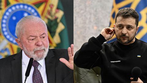 Los presidentes de Brasil y Ucrania se comunicaron a través de videollamada.  Foto: AFP.