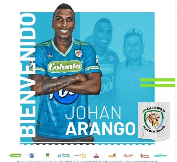 Johan Arango vistió la camiseta de Jaguares en 2022.