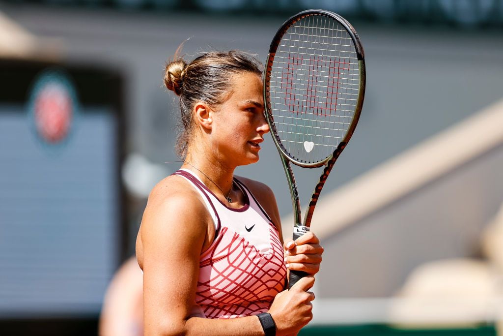 Aryna Sabalenka durante el partido contra Marta Kostyuk, en el Roland Garros.
