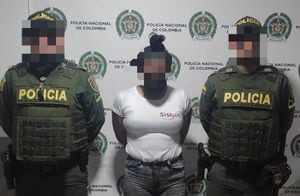 La mujer portaba prendas marcadas con la palabra "Sisben" simulando ser de la entidad para robar datos personales.